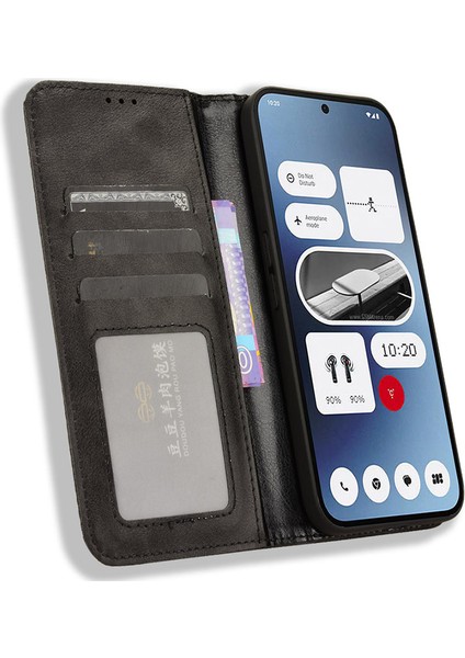 Nothing Telefon (2A) Plus/telefon (2A) Kılıfı Cüzdan Pu Deri Telefon Kılıfı Manyetik Kapanış-Siyah (Yurt Dışından) modelleri