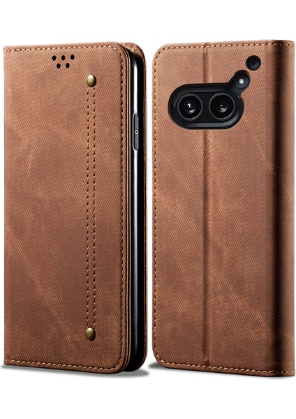 Nothing Telefon (2A) Artı/telefon (2A) Kılıf Darbeye Dayanıklı Deri Standlı Telefon Kapağı Mobil Yedek Parça -Kahve (Yurt Dışından)