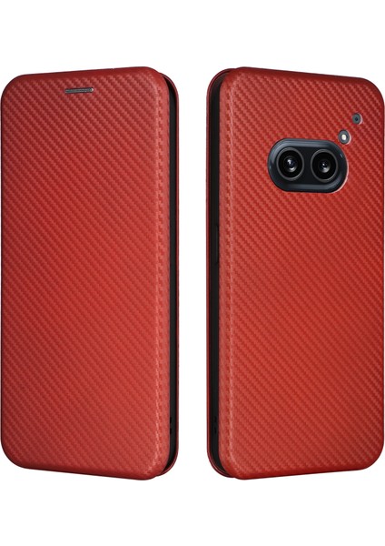 Nothing Telefon (2A) Plus/telefon (2A) Kılıfı Karbon Fiber Dokulu Pu Deri Manyetik Kapatmalı Telefon Kapağı-Siyah (Yurt Dışından)
