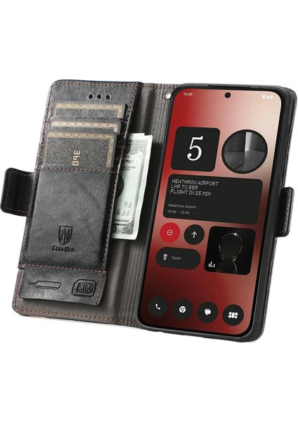 Caseneo For Nothing Telefon (2A) Plus/telefon (2A) Cüzdan Telefon Kılıfı Deri Standlı Kapak-Siyah (Yurt Dışından)