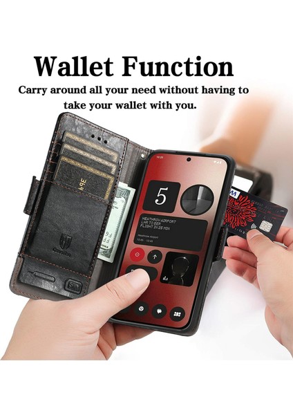 Caseneo For Nothing Telefon (2A) Plus/telefon (2A) Cüzdan Telefon Kılıfı Deri Standlı Kapak-Siyah (Yurt Dışından)