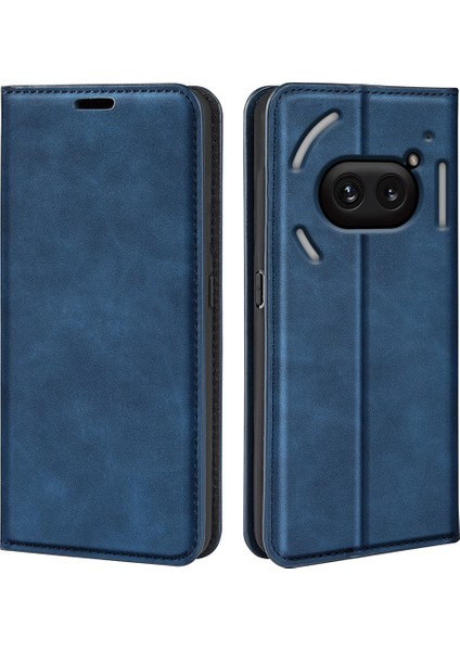 Nothing Telefon (2A) Plus/telefon (2A) Kılıf Pu Deri Standlı Telefon Koruyucu Kapak Cilt Dokunmatik Telefon Kabuğu-Siyah (Yurt Dışından)