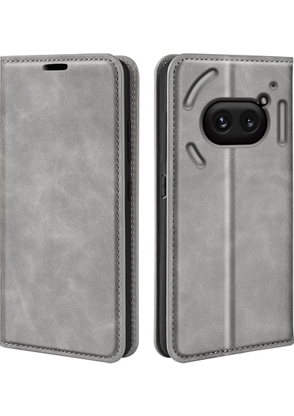 Nothing Telefon (2A) Plus/telefon (2A) Kılıf Pu Deri Standlı Telefon Koruyucu Kapak Cilt Dokunmatik Telefon Kabuğu-Siyah (Yurt Dışından)