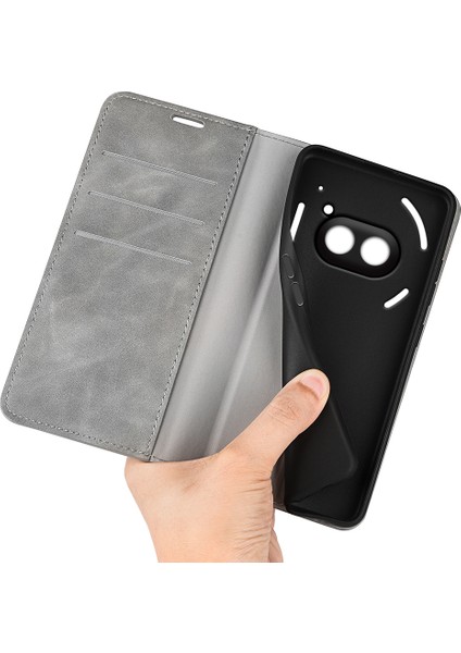 Nothing Telefon (2A) Plus/telefon (2A) Kılıf Pu Deri Standlı Telefon Koruyucu Kapak Cilt Dokunmatik Telefon Kabuğu-Siyah (Yurt Dışından) fırsatları