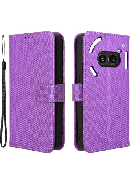 Nothing Telefon (2A) Plus/telefon (2A) Cüzdan Kılıf Elmas Dokulu Pu Deri Koruyucu Telefon Kapağı-Siyah (Yurt Dışından)