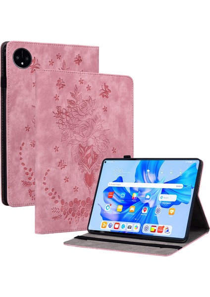 Huawei Matepad Pro 11(2022)PU Deri Folio Flip Kart Tutucu Kabuk Baskılı Tablet Standı Kılıf-Pembe (Yurt Dışından)