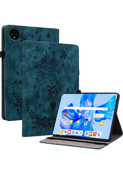 Huawei Matepad Pro 11(2022)PU Deri Folio Flip Kart Tutucu Kabuk Baskılı Tablet Standı Kılıf-Mavi (Yurt Dışından)