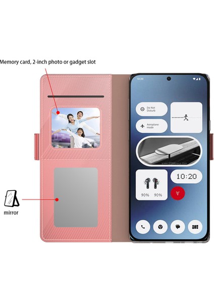 For Nothing Telefon (2A) Plus/telefon (2A) Kılıf Deri Darbeye Dayanıklı Kart Tutucu Aynalı Telefon Kılıfı-Pembe Altın (Yurt Dışından) indirimleri