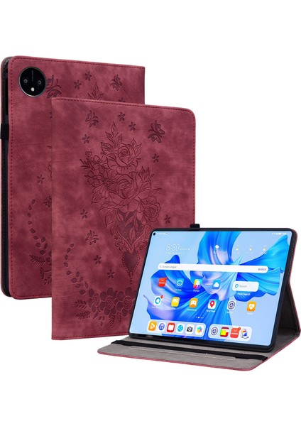 Huawei Matepad Pro 11(2022)PU Deri Folio Flip Kart Tutucu Kabuk Baskılı Tablet Standı Kılıf-Kırmızı (Yurt Dışından)