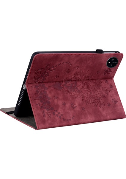Huawei Matepad Pro 11(2022)PU Deri Folio Flip Kart Tutucu Kabuk Baskılı Tablet Standı Kılıf-Kırmızı (Yurt Dışından)