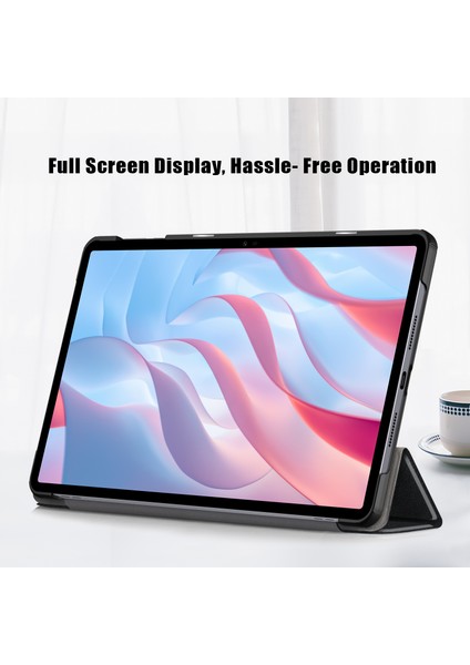 Honor Pad X9/pad X8 Pro Için Üç Katlı Stand Kapağı, Düz Renkli Pu Deri Tablet Kılıfı-Siyah (Yurt Dışından)