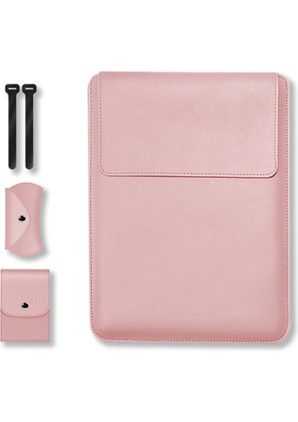 MacBook Için 13 Inç/14 Inç Dizüstü Bilgisayar Saklama Çantası Çok Fonksiyonlu Pu Deri Mouse Pad Dizüstü Bilgisayar Kol Çantası-Gül Altın (Yurt Dışından)