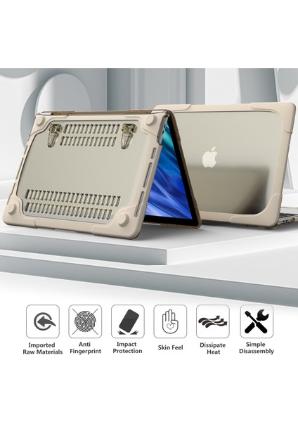 Destekleyen Stand Pc Laptop Kılıfı Koruyucu Notebook Kapağı MacBook Air 13 Inç A1932/A2179/A2337-HAKI (Yurt Dışından)