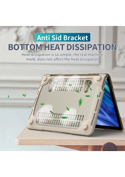 Destekleyen Stand Pc Laptop Kılıfı Koruyucu Notebook Kapağı MacBook Air 13 Inç A1932/A2179/A2337-HAKI (Yurt Dışından)