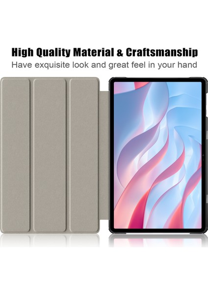 Honor Pad X9/pad X8 Pro Için Üç Katlı Stand Kapağı, Düz Renkli Pu Deri Tablet Kılıfı-Gri (Yurt Dışından)