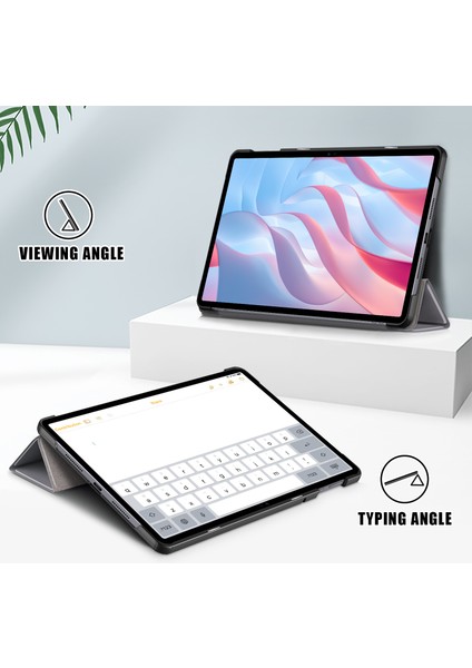 Honor Pad X9/pad X8 Pro Için Üç Katlı Stand Kapağı, Düz Renkli Pu Deri Tablet Kılıfı-Gri (Yurt Dışından)
