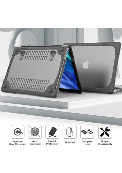 Destekleyen Stand Pc Laptop Kılıfı Koruyucu Notebook Kapağı MacBook Air 13 Inç A1932/A2179/A2337-GRI (Yurt Dışından)