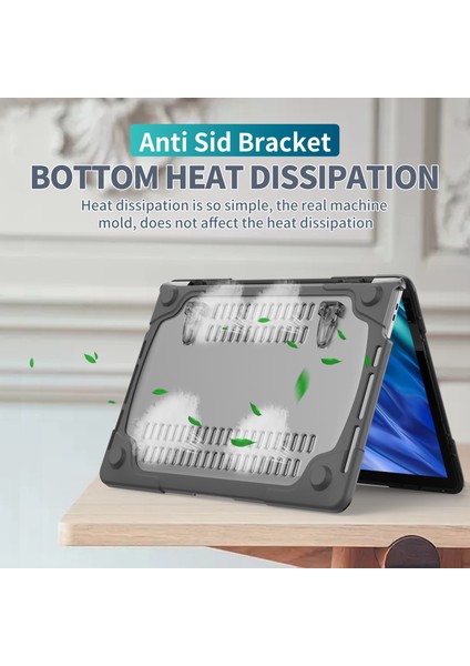 Destekleyen Stand Pc Laptop Kılıfı Koruyucu Notebook Kapağı MacBook Air 13 Inç A1932/A2179/A2337-GRI (Yurt Dışından)