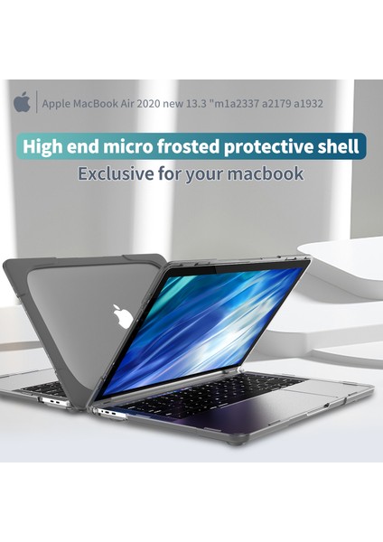 Destekleyen Stand Pc Laptop Kılıfı Koruyucu Notebook Kapağı MacBook Air 13 Inç A1932/A2179/A2337-GRI (Yurt Dışından)