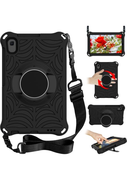 Huawei Matepad T8 2020 (8,0 Inç) Için Omuz Askılı Şık Örümcek Ağı Dokusu Kickstand Eva Kılıfı - Siyah (Yurt Dışından)