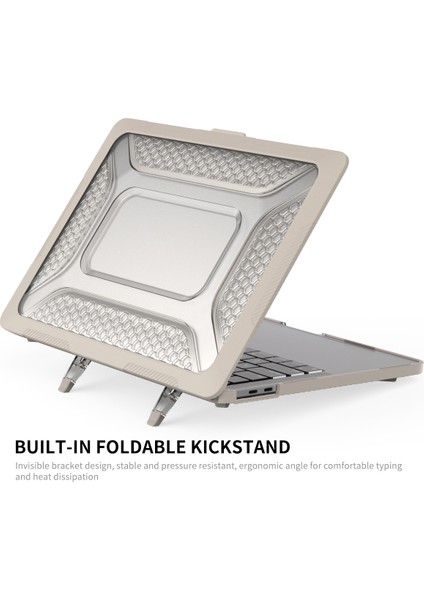 MacBook Pro 13 INÇ(2016)A1706/(2018)A1989/(2019)A2159(AB Versiyonu) Kickstand Kılıfı Sert Pc Isı Dağıtımı Kapağı, Tpu Klavye Filmi + Toz Geçirmez Fişler-Siyah (Yurt Dışından)