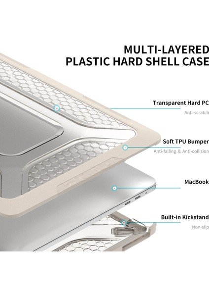 MacBook Pro 13 INÇ(2016)A1706/(2018)A1989/(2019)A2159(AB Versiyonu) Kickstand Kılıfı Sert Pc Isı Dağıtımı Kapağı, Tpu Klavye Filmi + Toz Geçirmez Fişler-Siyah (Yurt Dışından)