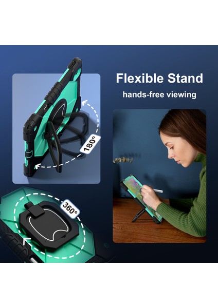 Huawei Matepad Air 11.5 INÇ(2023)/MATEPAD 11.5 Kickstand Kılıf Silikon + Pc Tablet Kapağı-Siyah/nane Yeşili Için (Yurt Dışından)
