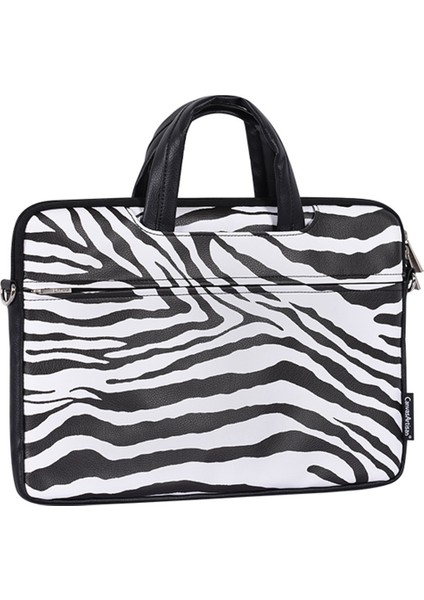 Canvasartısan G33-C23 13 Inç Dizüstü Bilgisayar Çantası MacBook Pu Deri Zebra Desen Dayanıklı Dizüstü Bilgisayar Kılıfı Kol (Yurt Dışından)
