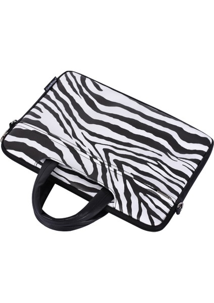 Canvasartısan G33-C23 13 Inç Dizüstü Bilgisayar Çantası MacBook Pu Deri Zebra Desen Dayanıklı Dizüstü Bilgisayar Kılıfı Kol (Yurt Dışından)