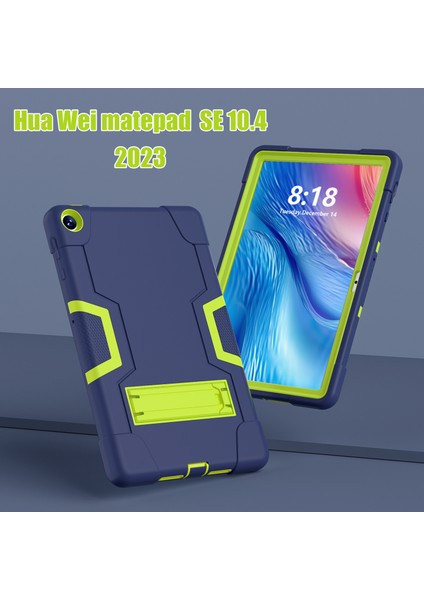 Huawei Matepad Se Için 10.4 Inç Robot Tarzı Kılıf Silikon + Pc Renk Kontrast Kickstand Tablet Kapağı-Lacivert/sarı Yeşil (Yurt Dışından)