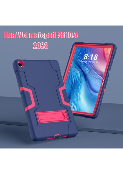 Huawei Matepad Se Için 10.4 Inç Robot Tarzı Kılıf Silikon + Pc Renk Kontrast Kickstand Tablet Kapağı-Lacivert/gül Kırmızı (Yurt Dışından) fırsatları
