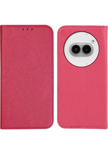 Nothing Telefon (2A) Plus/telefon (2A) Kılıfı Manyetik Kapanış Çapraz Doku Deri Cüzdan Telefon Kapağı-Pembe (Yurt Dışından)