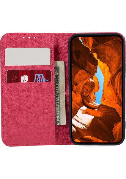 Nothing Telefon (2A) Plus/telefon (2A) Kılıfı Manyetik Kapanış Çapraz Doku Deri Cüzdan Telefon Kapağı-Pembe (Yurt Dışından)