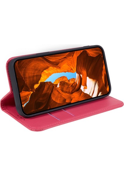 Nothing Telefon (2A) Plus/telefon (2A) Kılıfı Manyetik Kapanış Çapraz Doku Deri Cüzdan Telefon Kapağı-Pembe (Yurt Dışından)