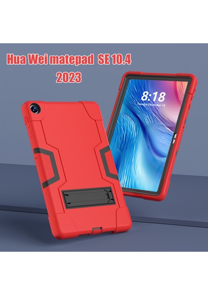 Huawei Matepad Se Için 10.4-Inç Robot Tarzı Kılıf Silikon + Pc Renk Kontrast Kickstand Tablet Kapağı-Kırmızı/siyah (Yurt Dışından)