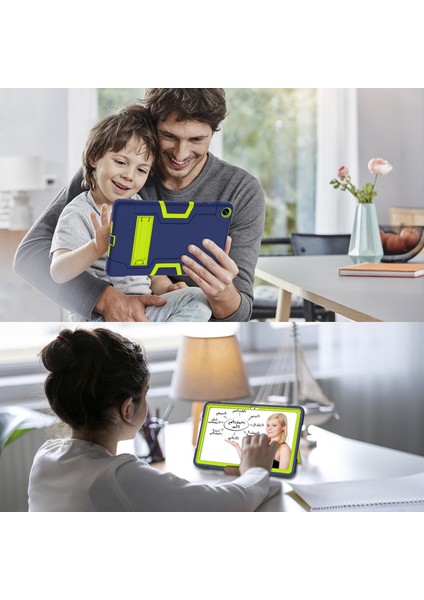 Huawei Matepad 10.4(2023)TABLET Kılıfı Kickstand Silikon + Pc Robot Tarzı Çift Renkli Tablet Kapağı-Lacivert/sarı Yeşil (Yurt Dışından)