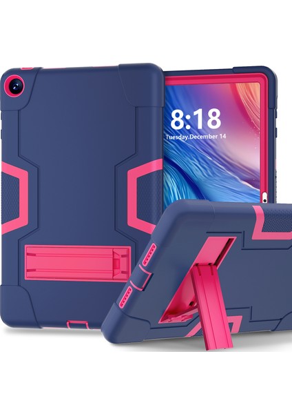 Huawei Matepad 10.4(2023)TABLET Kılıfı Kickstand Silikon + Pc Robot Tarzı Çift Renkli Tablet Kapağı-Lacivert/gül Kırmızı (Yurt Dışından)
