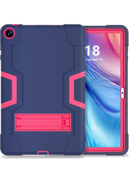 Huawei Matepad 10.4(2023)TABLET Kılıfı Kickstand Silikon + Pc Robot Tarzı Çift Renkli Tablet Kapağı-Lacivert/gül Kırmızı (Yurt Dışından)