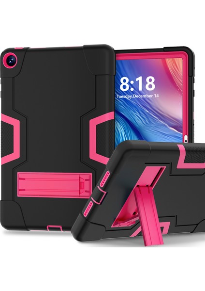 Huawei Matepad 10.4(2023)TABLET Kılıfı Kickstand Silikon + Pc Robot Tarzı Çift Renkli Tablet Kapağı-Siyah/gül Kırmızı (Yurt Dışından)