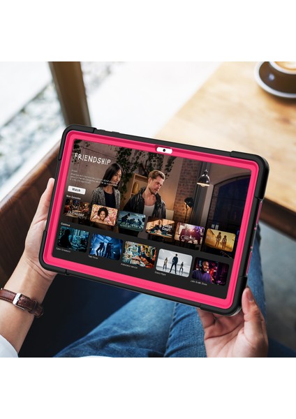 Huawei Matepad 10.4(2023)TABLET Kılıfı Kickstand Silikon + Pc Robot Tarzı Çift Renkli Tablet Kapağı-Siyah/gül Kırmızı (Yurt Dışından)