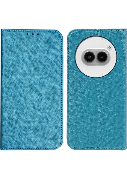For Nothing Telefon (2A) Plus/telefon (2A) Kılıfı Manyetik Kapanış Çapraz Doku Deri Cüzdan Telefon Kapağı-Bebek Mavisi (Yurt Dışından)