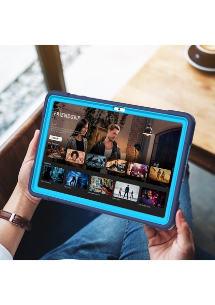 Huawei Matepad 10.4(2023)TABLET Kılıfı Kickstand Silikon + Pc Robot Tarzı Çift Renkli Tablet Kapağı-Lacivert/mavi (Yurt Dışından)