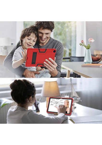 Huawei Matepad 10.4(2023)TABLET Kılıfı Kickstand Silikon + Pc Robot Tarzı Çift Renkli Tablet Kapağı-Kırmızı/siyah (Yurt Dışından) modelleri