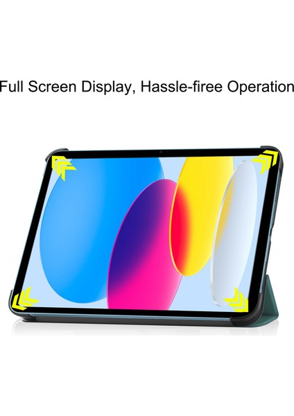 Apple iPad 10.9 (2022) Aşınma Önleyici Pu Deri Koruyucu Kılıf Otomatik Uyandırma/uyku-Siyahımsı Yeşil ile Damla Dayanıklı Üç Katlı Tablet Kılıfı Standı (Yurt Dışından) fırsatları