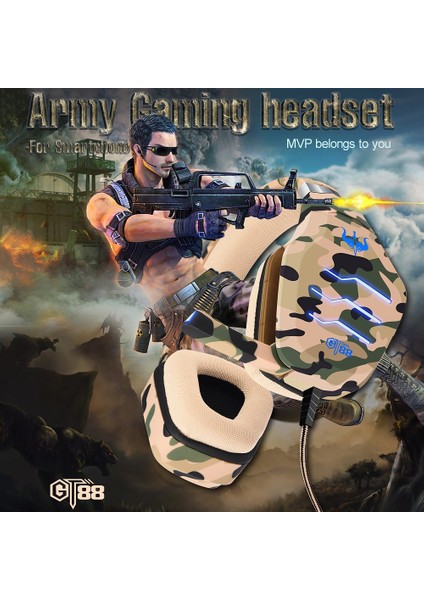 Ovleng GT88 Usb+3.5mm Kablolu Kulak Üstü Oyun Kulaklığı Kamuflaj Ergonomik LED Işıklı E-Spor Kulaklık-Kamuflaj Yeşil (Yurt Dışından) fiyatları