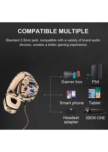 Ovleng GT88 Usb+3.5mm Kablolu Kulak Üstü Oyun Kulaklığı Kamuflaj Ergonomik LED Işıklı E-Spor Kulaklık-Kamuflaj Yeşil (Yurt Dışından) modelleri