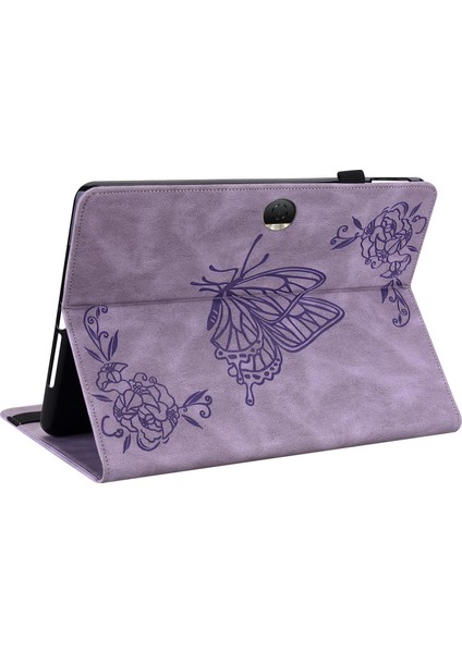 Honor Pad 9 Kılıf Için Çiçek Deri Flip Kart Yuvaları Tablet Kapağı-Mor (Yurt Dışından)