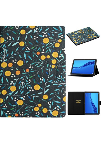 Çiçek Desenli Baskı Tableti Şık Kapak Huawei Mediapad M5 Lite 10-Turuncu (Yurt Dışından)