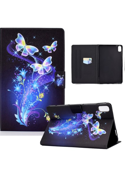 Huawei Matepad 10.4(2020)/(2022)/HONOR V6-Butterflies And Flowers Için Tam Korumalı, Darbeye Dayanıklı Desen Baskılı Deri Tablet Kılıfı (Yurt Dışından)