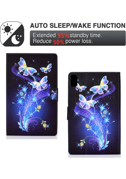 Huawei Matepad 10.4(2020)/(2022)/HONOR V6-Butterflies And Flowers Için Tam Korumalı, Darbeye Dayanıklı Desen Baskılı Deri Tablet Kılıfı (Yurt Dışından)
